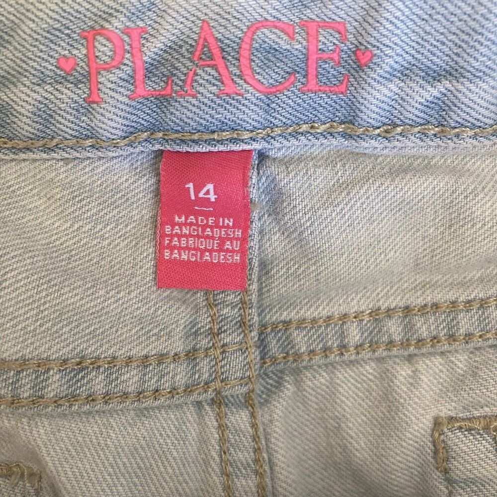 Childrens Place Shorts Bermuda light Wash Distressed Girls Size 14 - Picture 3 of 5